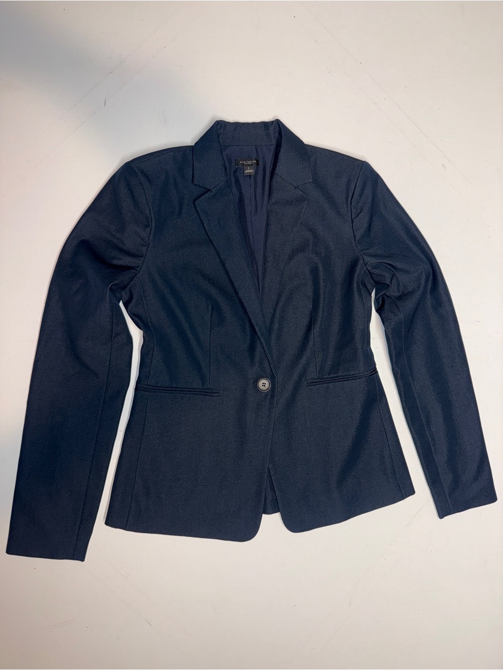 Ann Taylor Factory Navy Single-Button Tailored Blazer